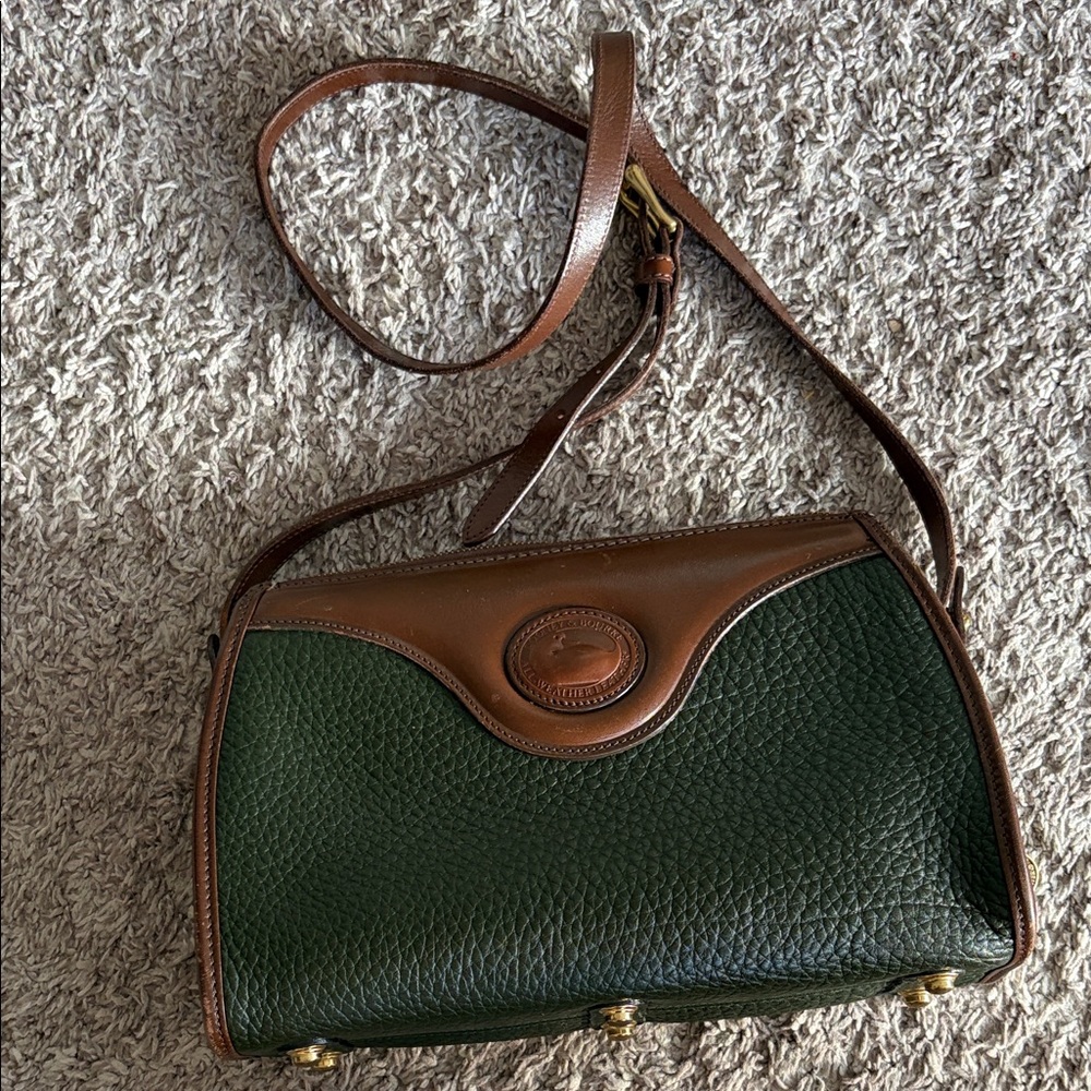 Dooney & Bourke vintage Hunter green brown leather crossbody bag